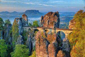 Bastei Bridge, Shrammstein rocks<BR>village Schmilka