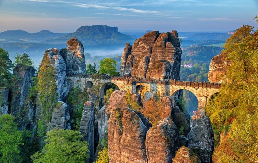 Bastei Bridge, Shrammstein rocks<BR>village Schmilka